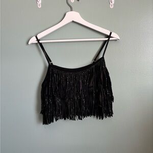 Black Fringe Women's Top